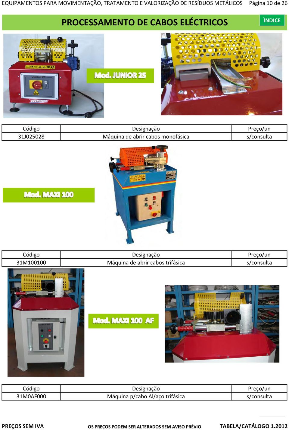 Máquina de abrir cabos monofásica s/consulta 31M100100 Máquina de abrir