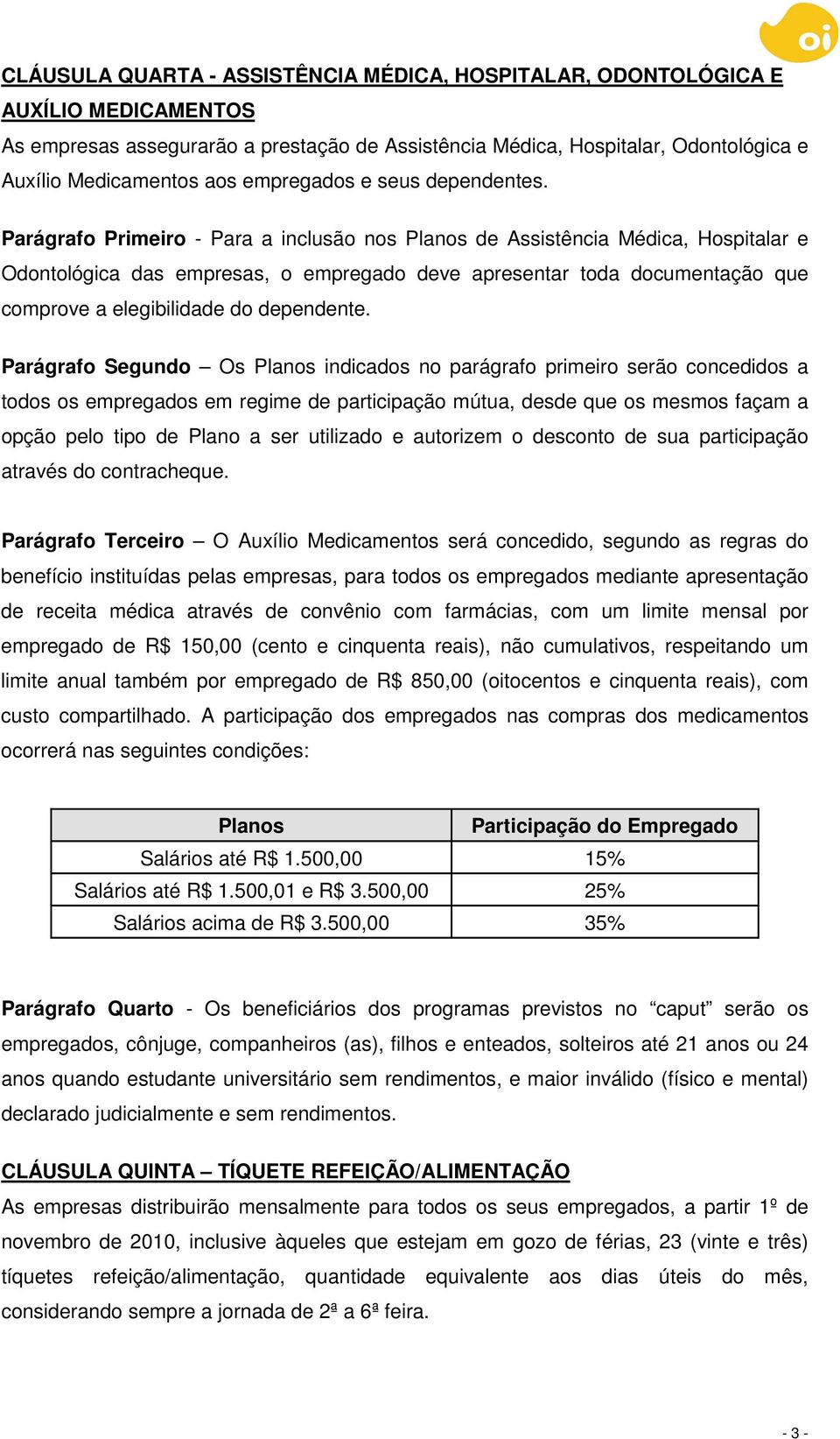 Parágrafo Primeiro - Para a inclusão nos Planos de Assistência Médica, Hospitalar e Odontológica das empresas, o empregado deve apresentar toda documentação que comprove a elegibilidade do dependente.