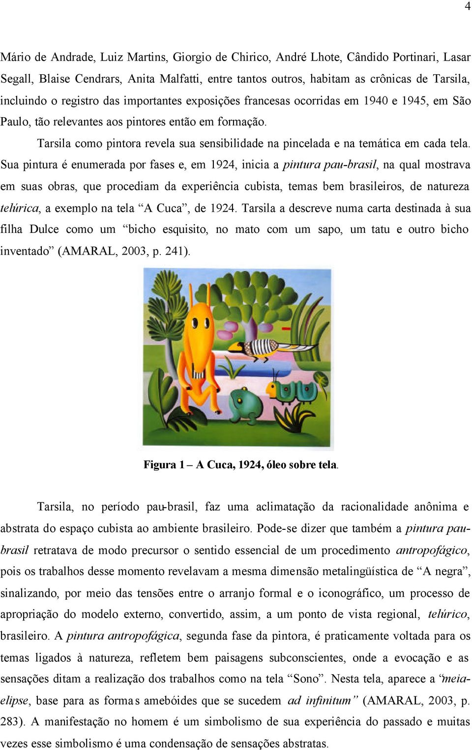 Tarsila como pintora revela sua sensibilidade na pincelada e na temática em cada tela.