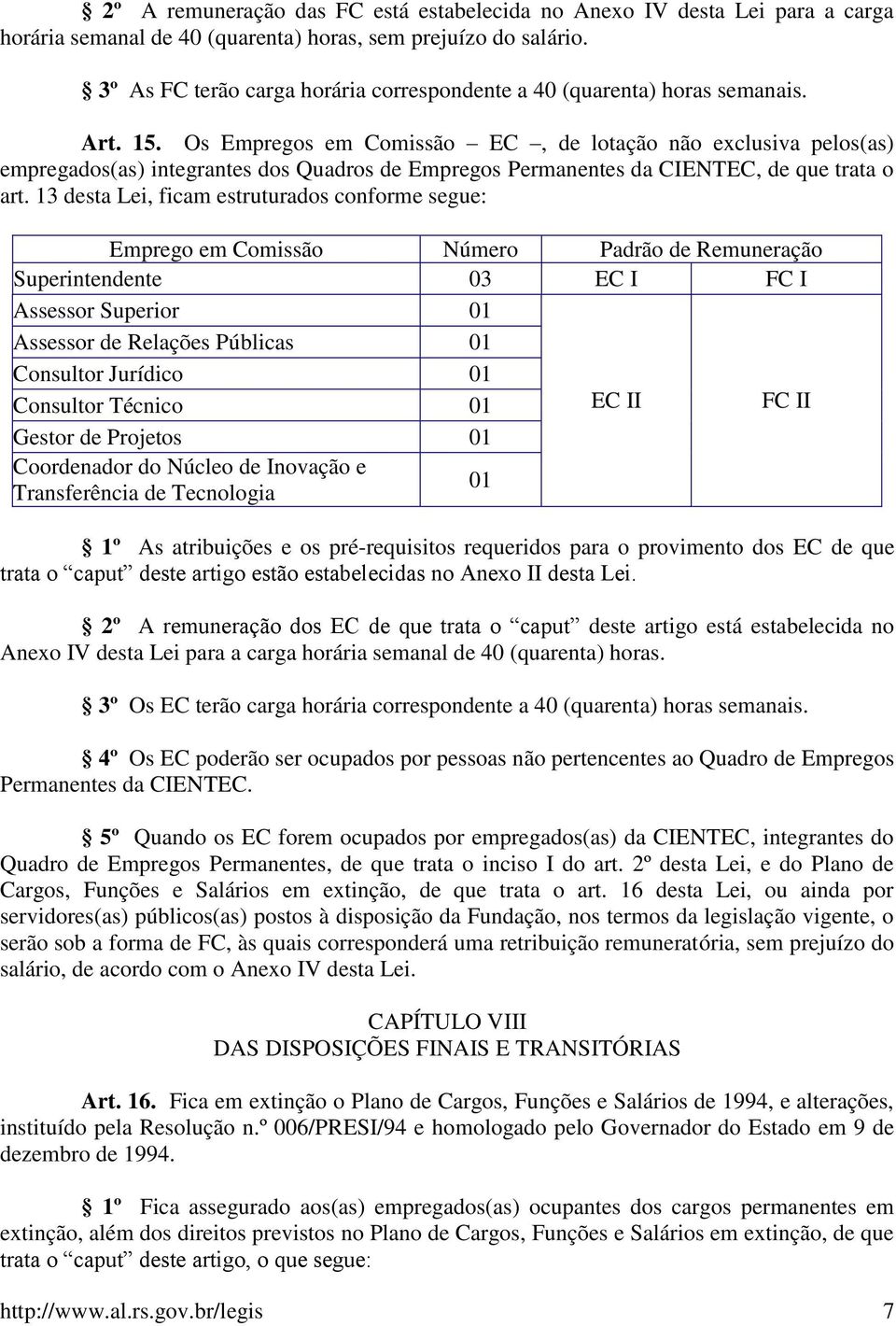 Os Empregos em Comissão EC, de lotação não exclusiva pelos(as) empregados(as) integrantes dos Quadros de Empregos Permanentes da CIENTEC, de que trata o art.