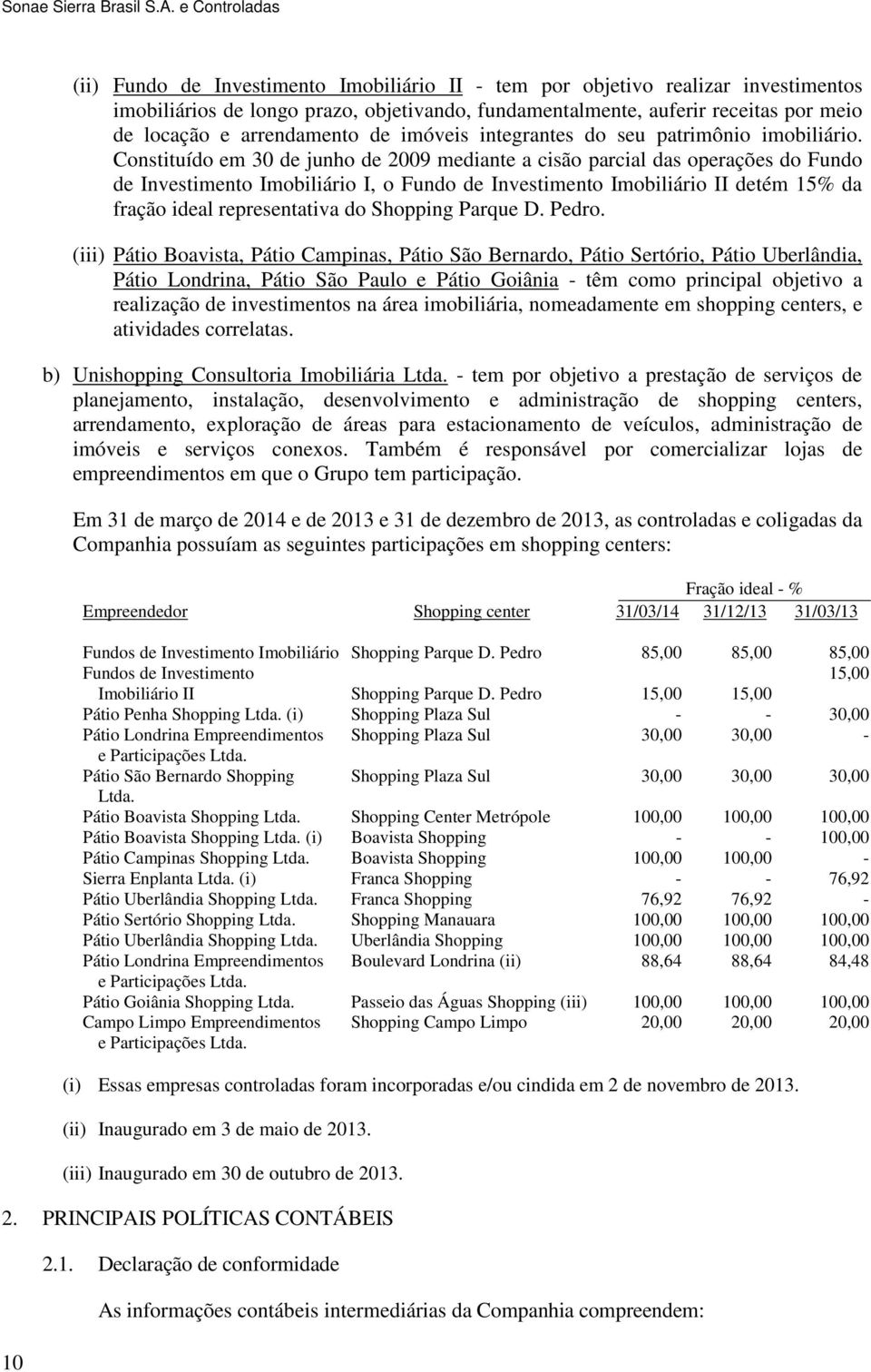 Constituído em 30 de junho de 2009 mediante a cisão parcial das operações do Fundo de Investimento Imobiliário I, o Fundo de Investimento Imobiliário II detém 15% da fração ideal representativa do