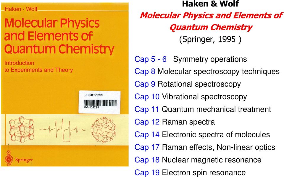 spectroscopy Cap 11 Quantum mechanical treatment Cap 12 Raman spectra Cap 14 Electronic spectra of