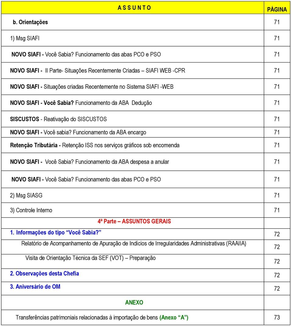 Sabia? Funcionamento da ABA Dedução 71 SISCUSTOS - Reativação do SISCUSTOS 71 NOVO SIAFI - Você sabia?