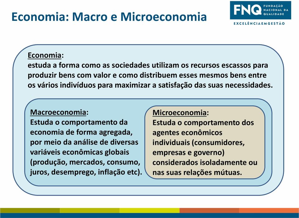 Macroeconomia: Estuda o comportamento da economia de forma agregada, por meio da análise de diversas variáveis econômicas globais (produção, mercados,
