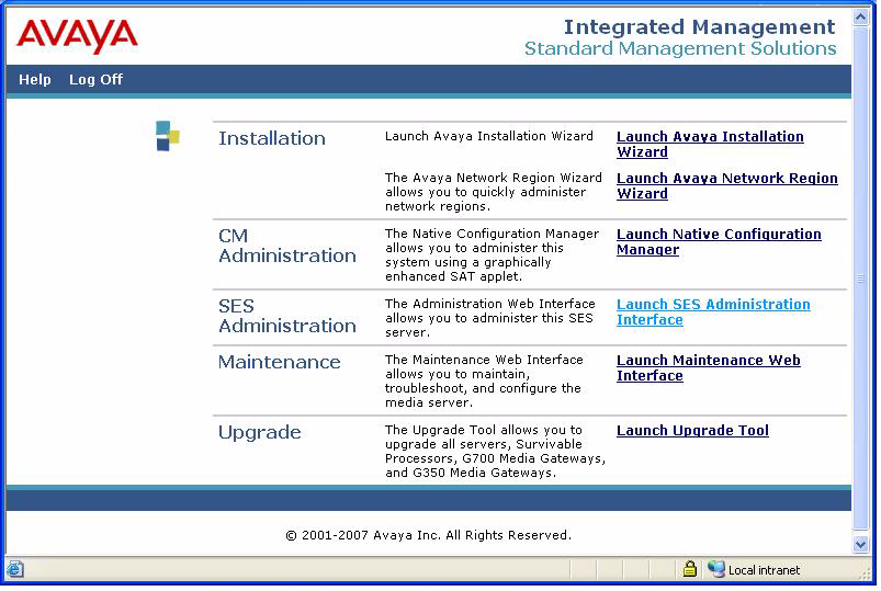 Para ativar e configurar os SES, se houver a opção 1. Em Maintenance Web Interface (Interface de manutenção na Web), abaixo de Miscellaneous (Diversos), selecione SES Software (Software dos SES). 2.