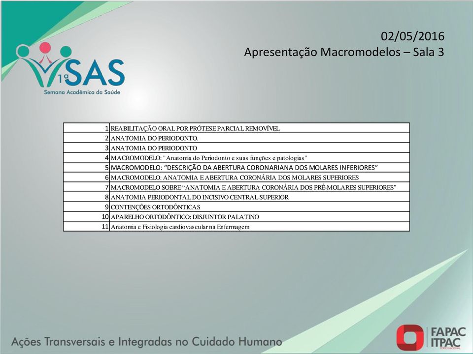 MOLARES INFERIORES 6 MACROMODELO: ANATOMIA E ABERTURA CORONÁRIA DOS MOLARES SUPERIORES 7 MACROMODELO SOBRE ANATOMIA E ABERTURA CORONÁRIA DOS