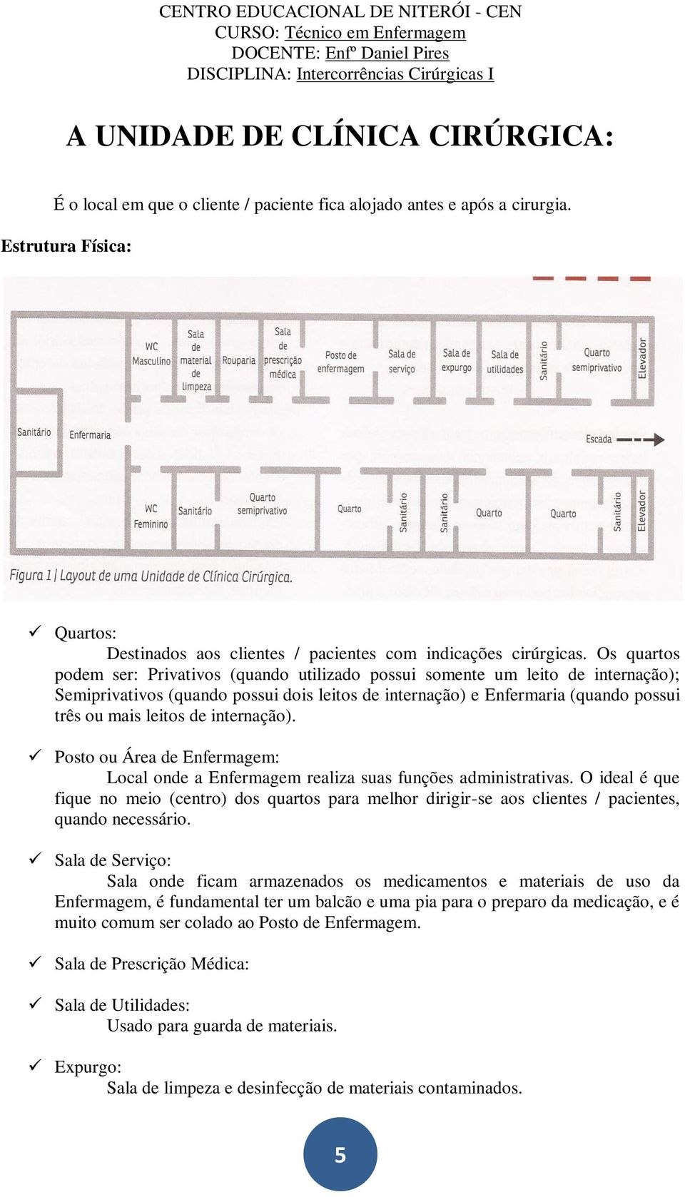 internação). Posto ou Área de Enfermagem: Local onde a Enfermagem realiza suas funções administrativas.