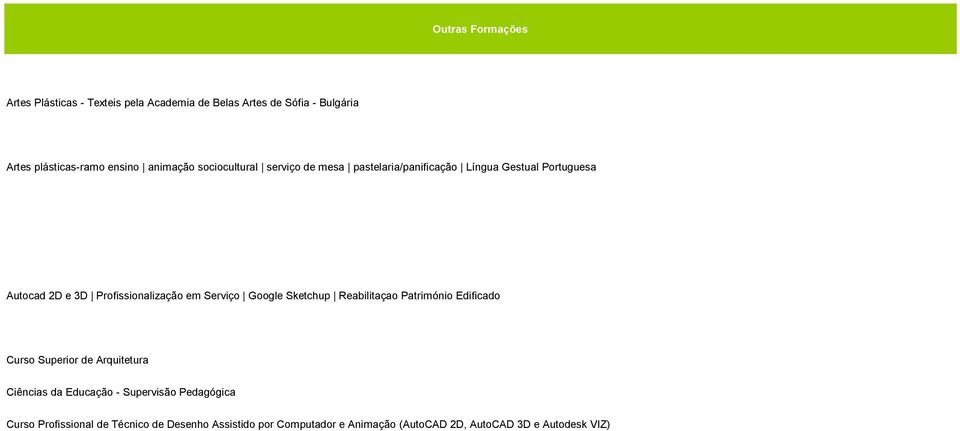 em Serviço Google Sketchup Reabilitaçao Património Edificado Curso Superior de Arquitetura Ciências da Educação -