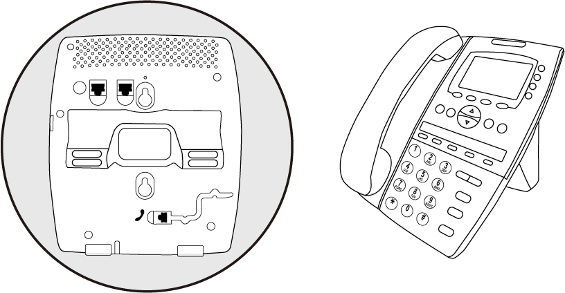 Paso 3: Colocando la base para mesa Base para mesa colocada al teléfono Configuración Básica A. Acceso a la configuración mediante pantalla LCD 1.