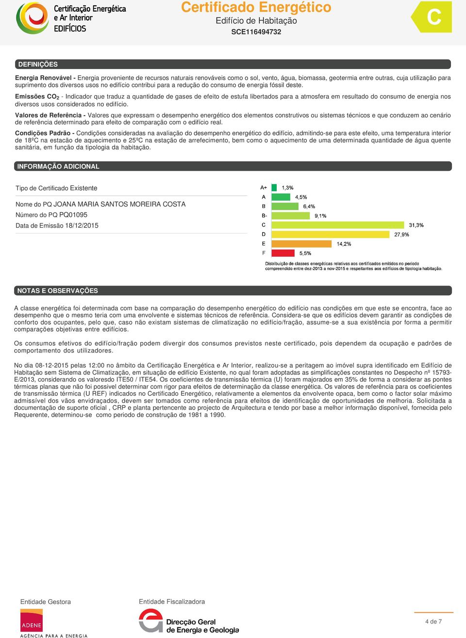 Emissões CO 2 - Indicador que traduz a quantidade de gases de efeito de estufa libertados para a atmosfera em resultado do consumo de energia nos diversos usos considerados no edifício.