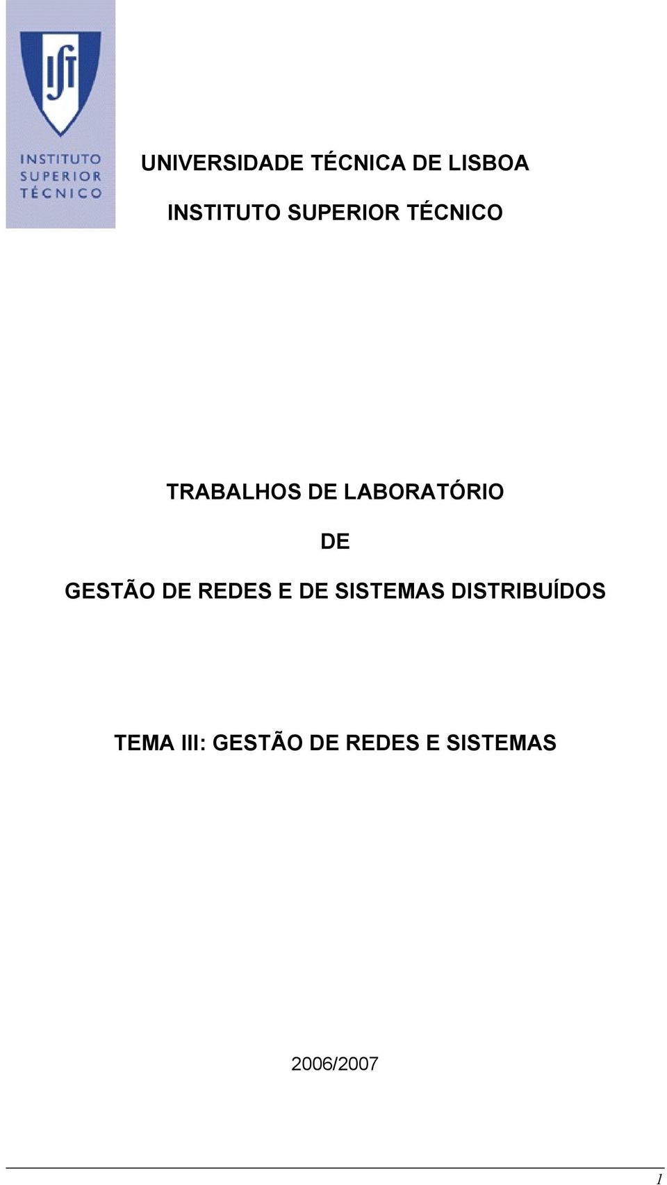 GESTÃO DE REDES E DE SISTEMAS DISTRIBUÍDOS