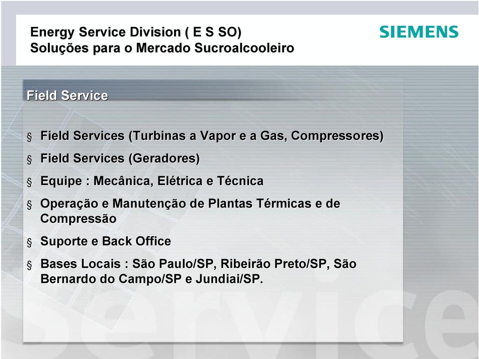 Manutenção de Plantas Térmicas T e de Compressão Suporte e Back Office