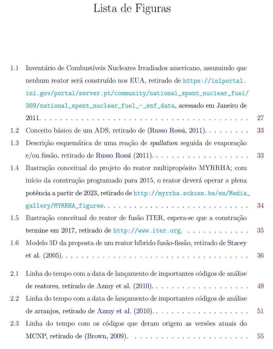 3 Desrição: esquemátia de uma reação de spallation seguida de evaporação e/ou fissão, retirado de Russo Rossi (2011)... 33 1.