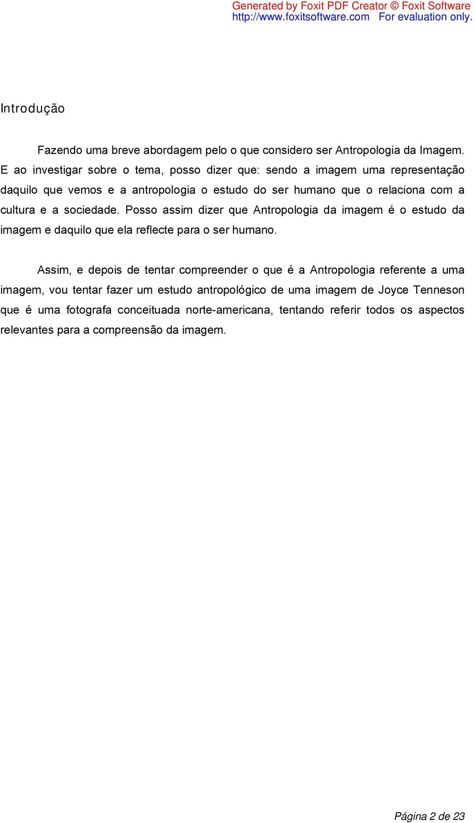 a sociedade. Posso assim dizer que Antropologia da imagem é o estudo da imagem e daquilo que ela reflecte para o ser humano.