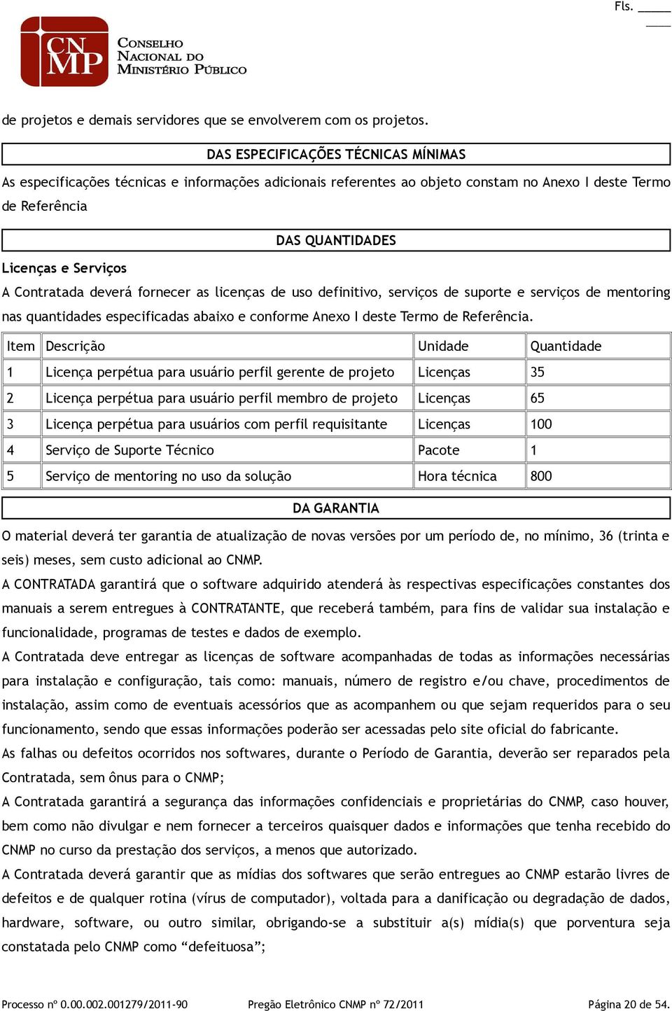 Contratada deverá fornecer as licenças de uso definitivo, serviços de suporte e serviços de mentoring nas quantidades especificadas abaixo e conforme Anexo I deste Termo de Referência.