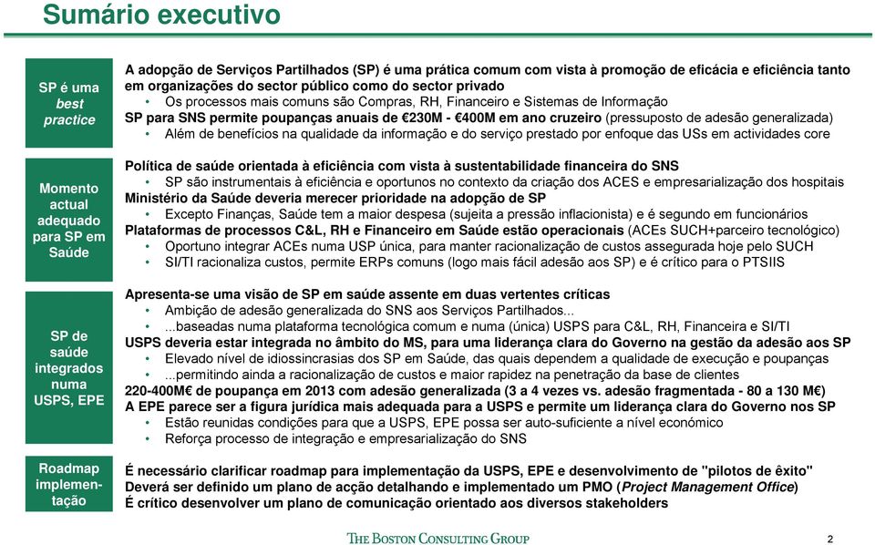 para SNS permite poupanças anuais de 230M - 400M em ano cruzeiro (pressuposto de adesão generalizada) Além de benefícios na qualidade da informação e do serviço prestado por enfoque das USs em