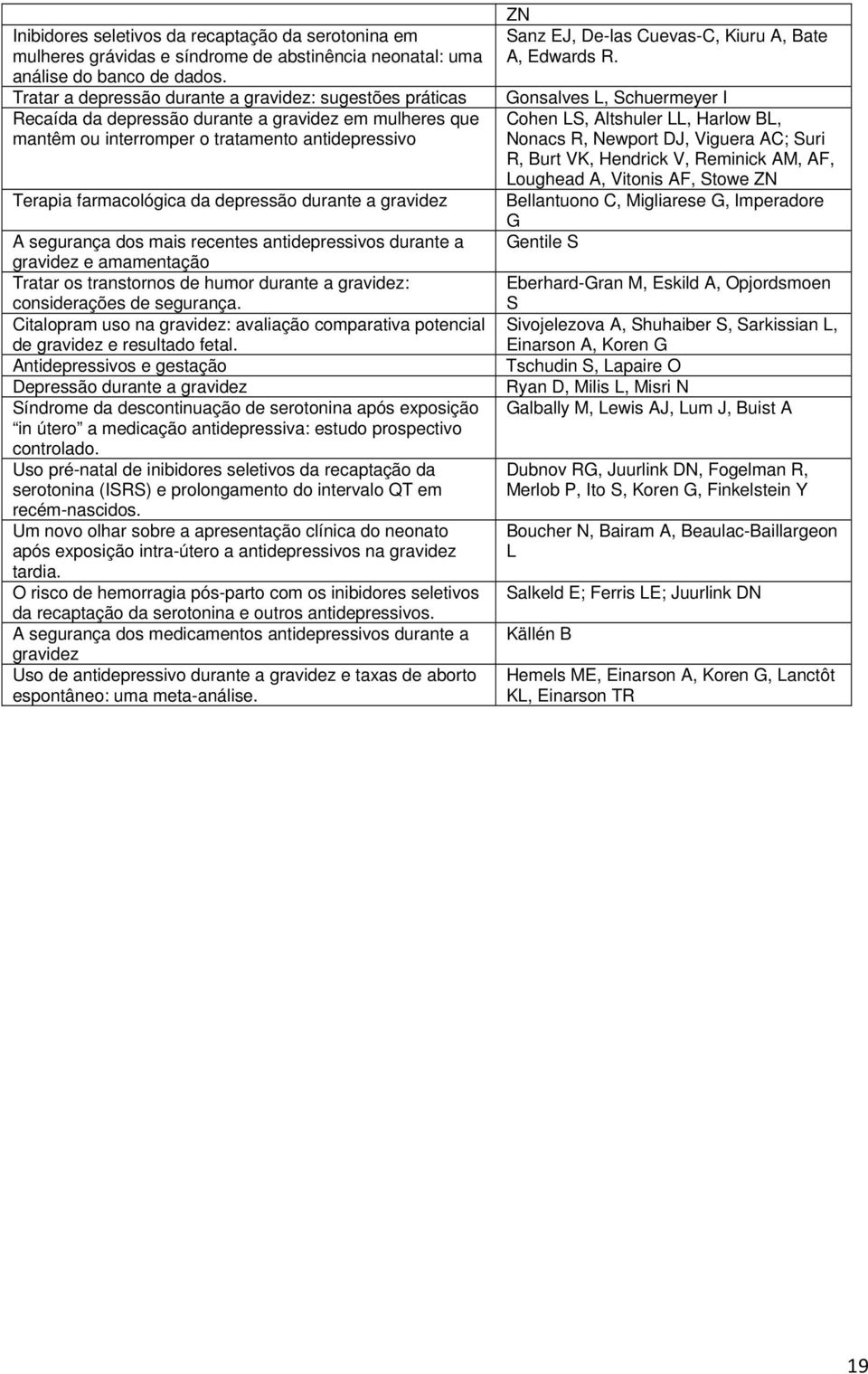 durante a gravidez A segurança dos mais recentes antidepressivos durante a gravidez e amamentação Tratar os transtornos de humor durante a gravidez: considerações de segurança.