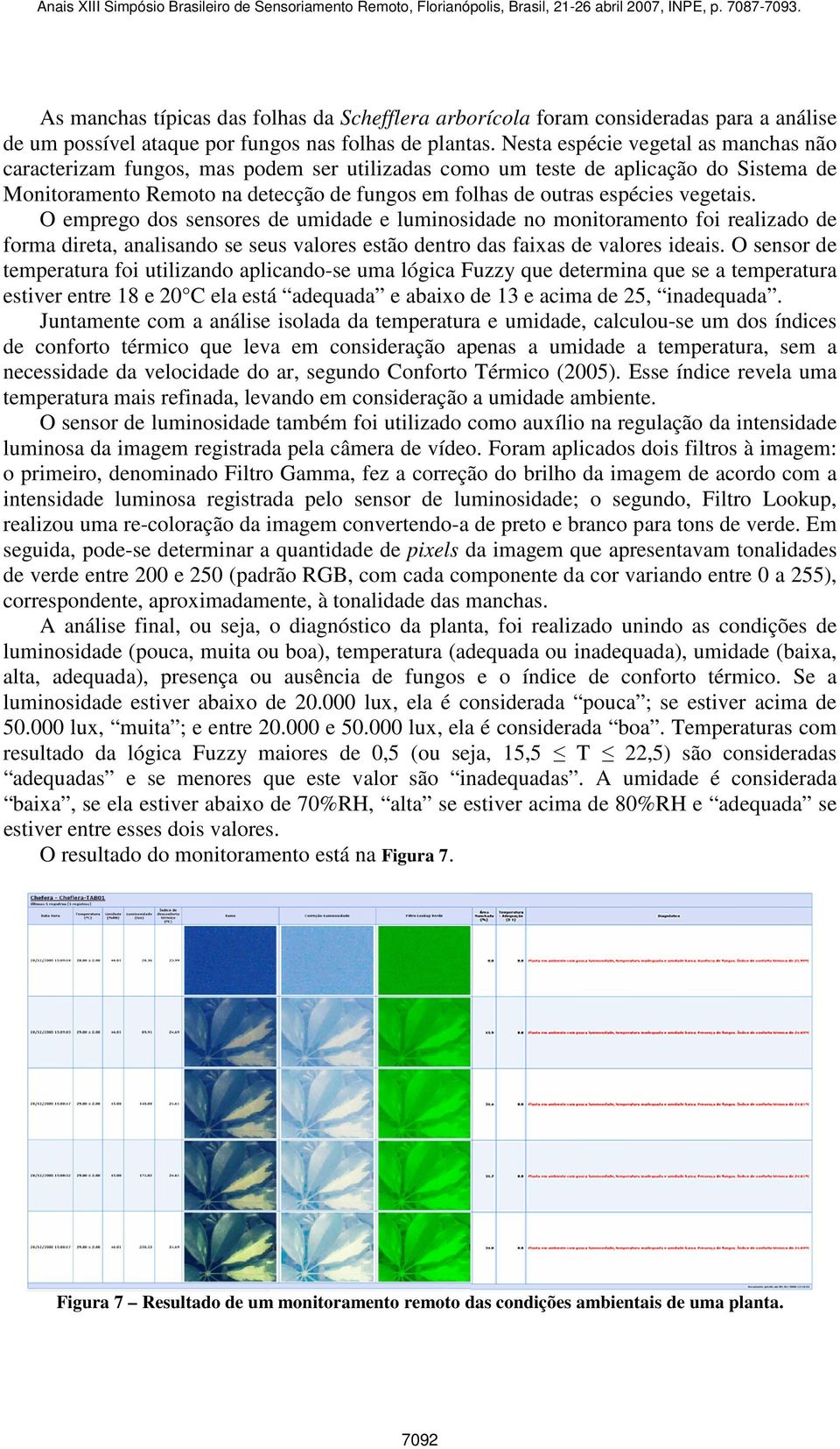 vegetais. O emprego dos sensores de umidade e luminosidade no monitoramento foi realizado de forma direta, analisando se seus valores estão dentro das faixas de valores ideais.