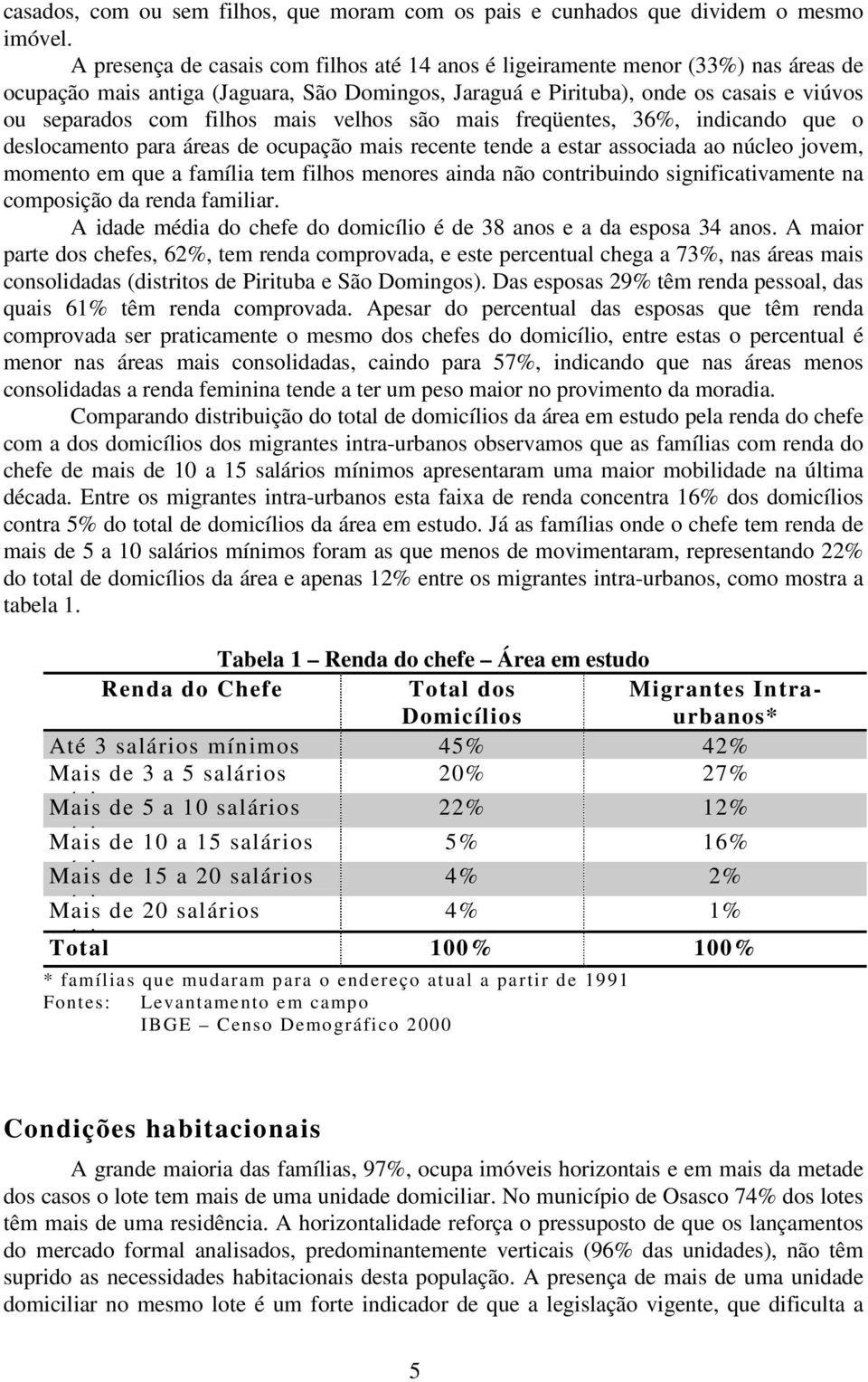 mais velhos são mais freqüentes, 36%, indicando que o deslocamento para áreas de ocupação mais recente tende a estar associada ao núcleo jovem, momento em que a família tem filhos menores ainda não