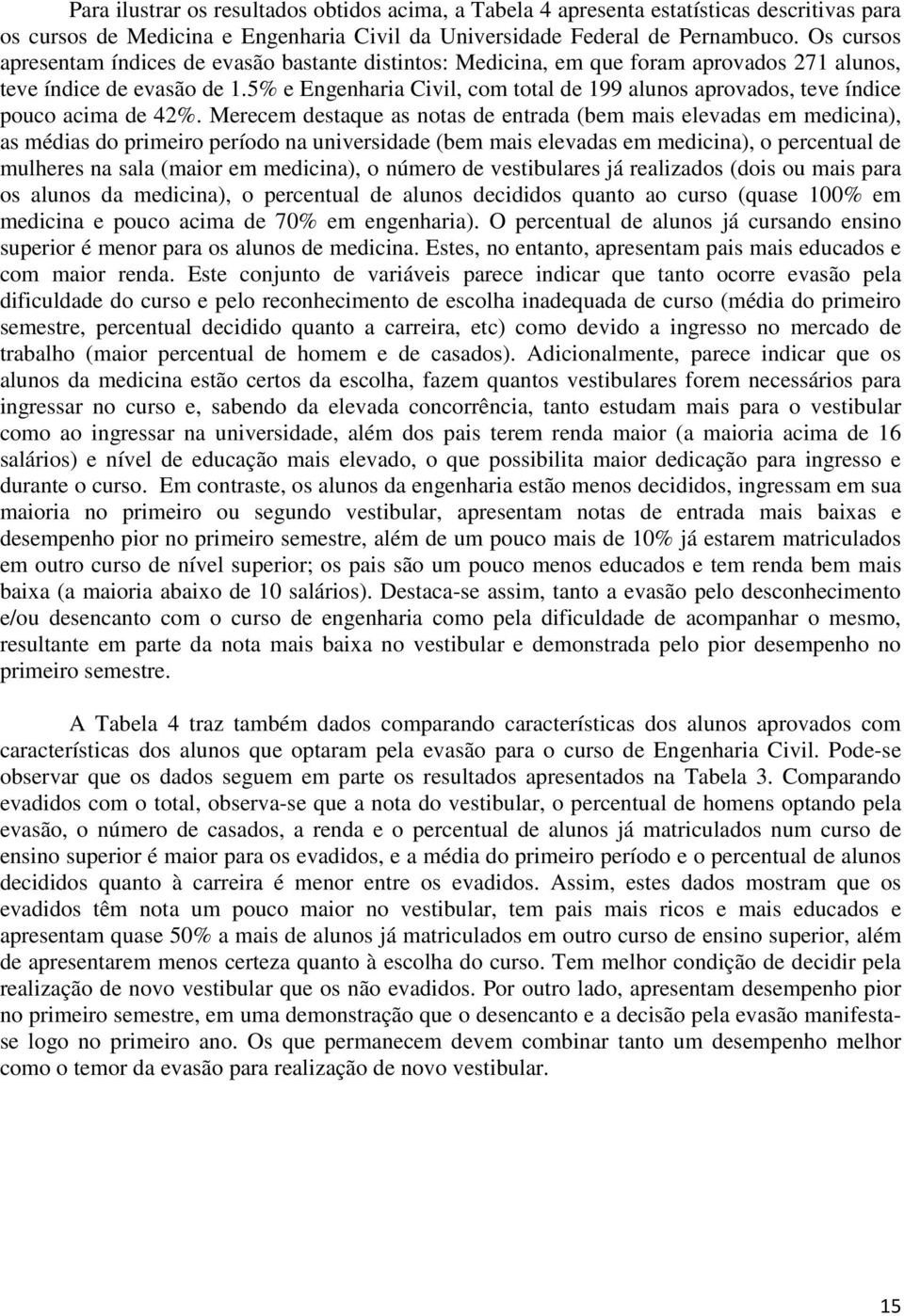 5% e Engenharia Civil, com total de 199 alunos aprovados, teve índice pouco acima de 42%.