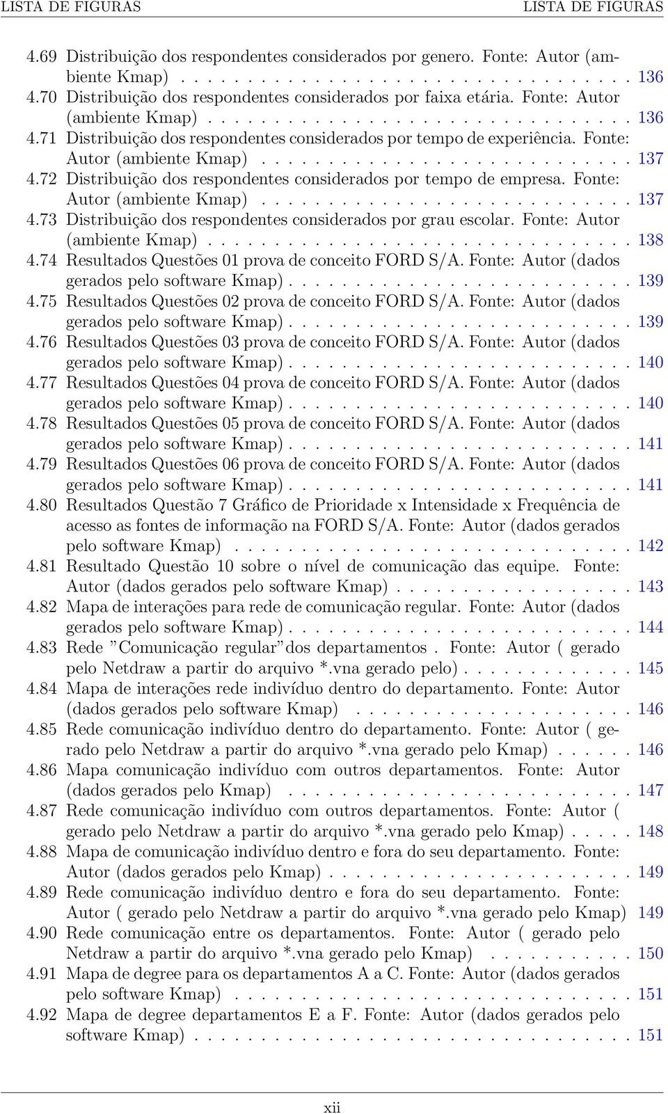 71 Distribuição dos respondentes considerados por tempo de experiência. Fonte: Autor (ambiente Kmap)............................ 137 4.