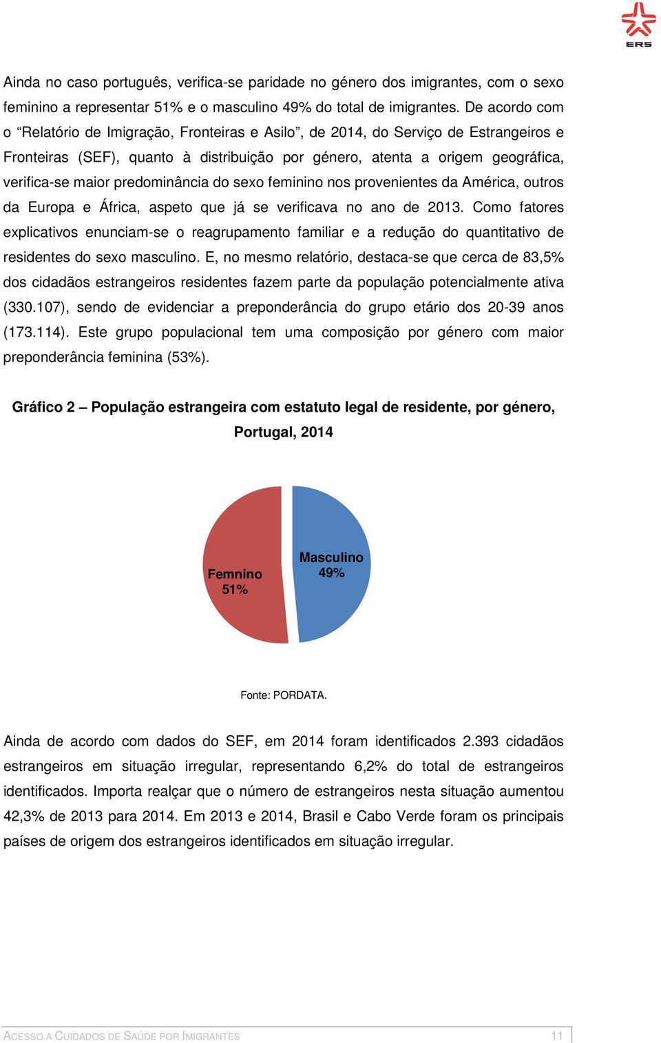 predominância do sexo feminino nos provenientes da América, outros da Europa e África, aspeto que já se verificava no ano de 2013.