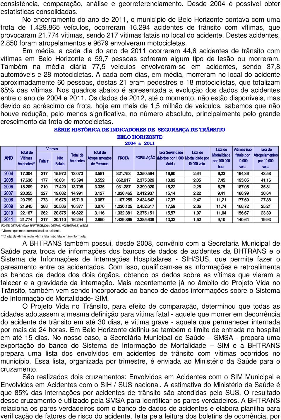 774 vítimas, sendo 217 vítimas fatais no local do acidente. Destes acidentes, 2.850 foram atropelamentos e 9679 envolveram motocicletas.