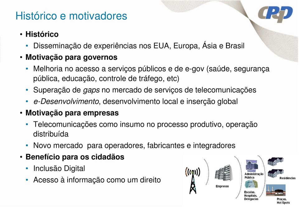 telecomunicações e-desenvolvimento, desenvolvimento local e inserção global Motivação para empresas Telecomunicações como insumo no processo