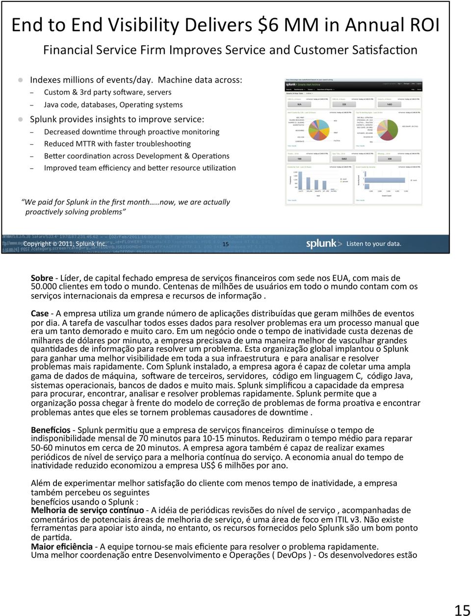 Case - A empresa u8liza um grande número de aplicações distribuídas que geram milhões de eventos por dia.