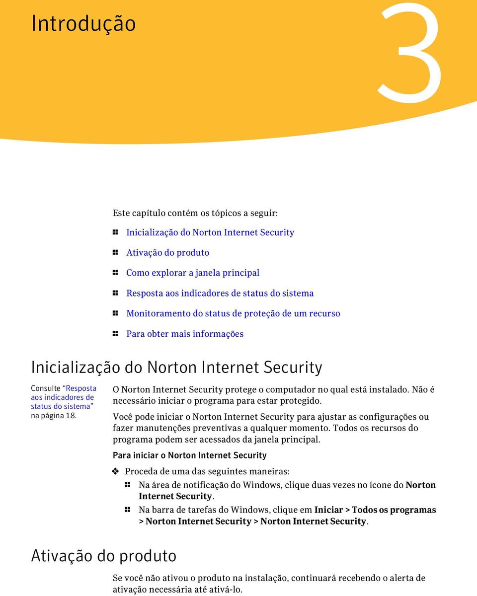O Norton Internet Security protege o computador no qual está instalado. Não é necessário iniciar o programa para estar protegido.