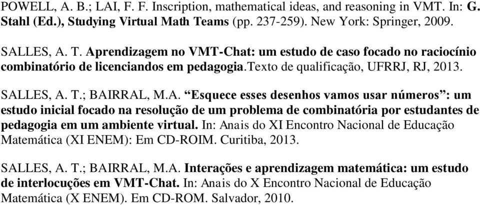 texto de qualificação, UFRRJ, RJ, 2013. SAL