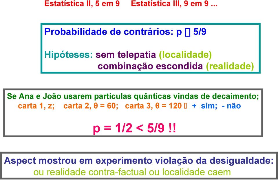 (realidade) Se Ana e João usarem partículas quânticas vindas de decaimento; carta 1, z; carta 2, θ