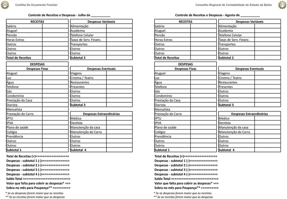 21 Controle de Receitas e Despesas - Julho