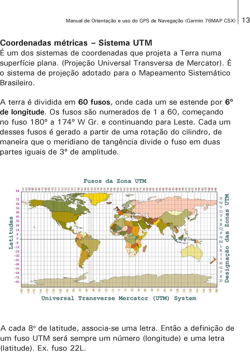 Os fusos são numerados de 1 a 60, começando no fuso 180º a 174º W Gr. e continuando para Leste.