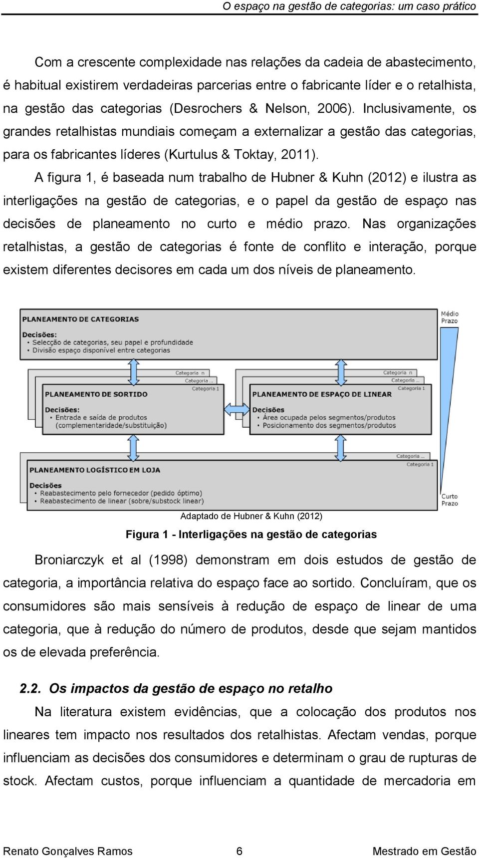 A figura 1, é baseada num trabalho de Hubner & Kuhn (2012) e ilustra as interligações na gestão de categorias, e o papel da gestão de espaço nas decisões de planeamento no curto e médio prazo.