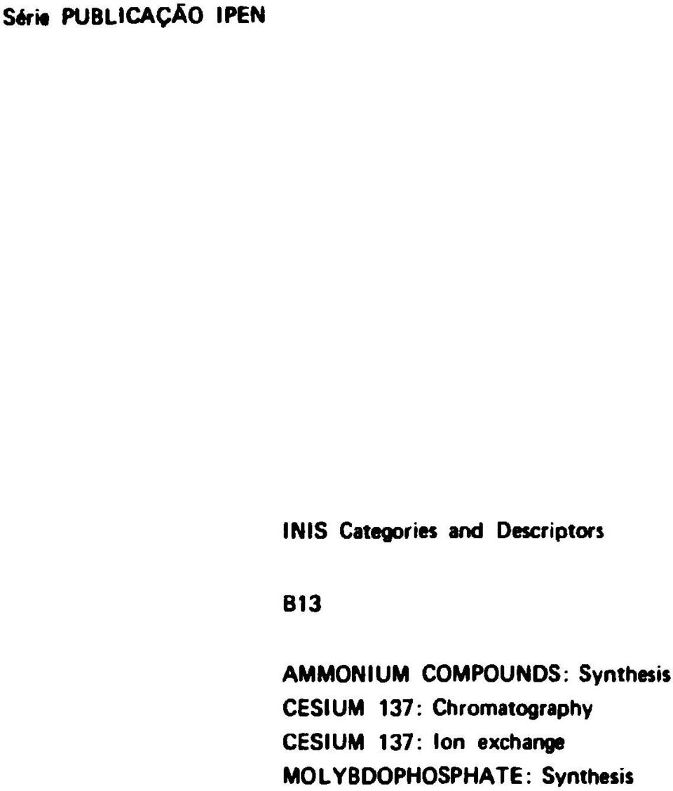 Synthesis CESIUM 137: Chromatography