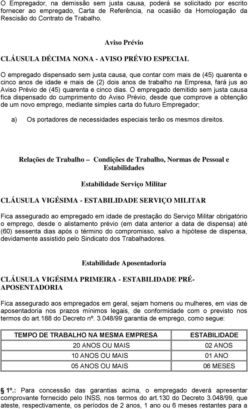 Empresa, fará jus ao Aviso Prévio de (45) quarenta e cinco dias.