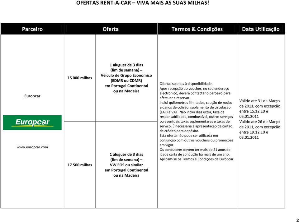 Não inclui dias extra, taxa de responsabilidade, combustível, outros serviços ou eventuais taxas suplementares e taxas de serviço. É necessária a apresentação de cartão de crédito para depósito.