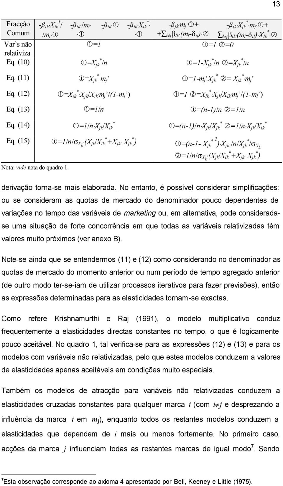 No entanto, é possíve consderar spfcações: ou se consdera as quotas de ercado do denonador pouco dependentes de varações no tepo das varáves de arketng ou, e aternatva, pode consderadase ua stuação