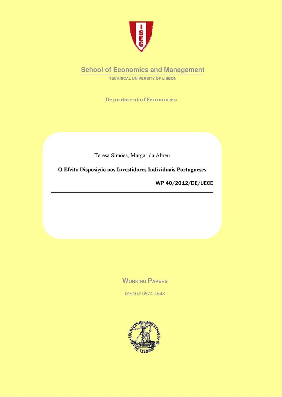 nos Investidores Individuais Portugueses A Comparative Analysis of Productivity Change in