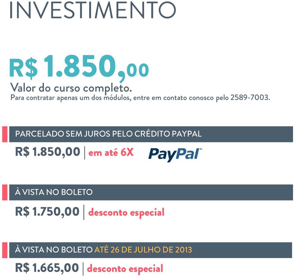 PARCELADO SEM JUROS PELO CRÉDITO PAYPAL R$ 1.