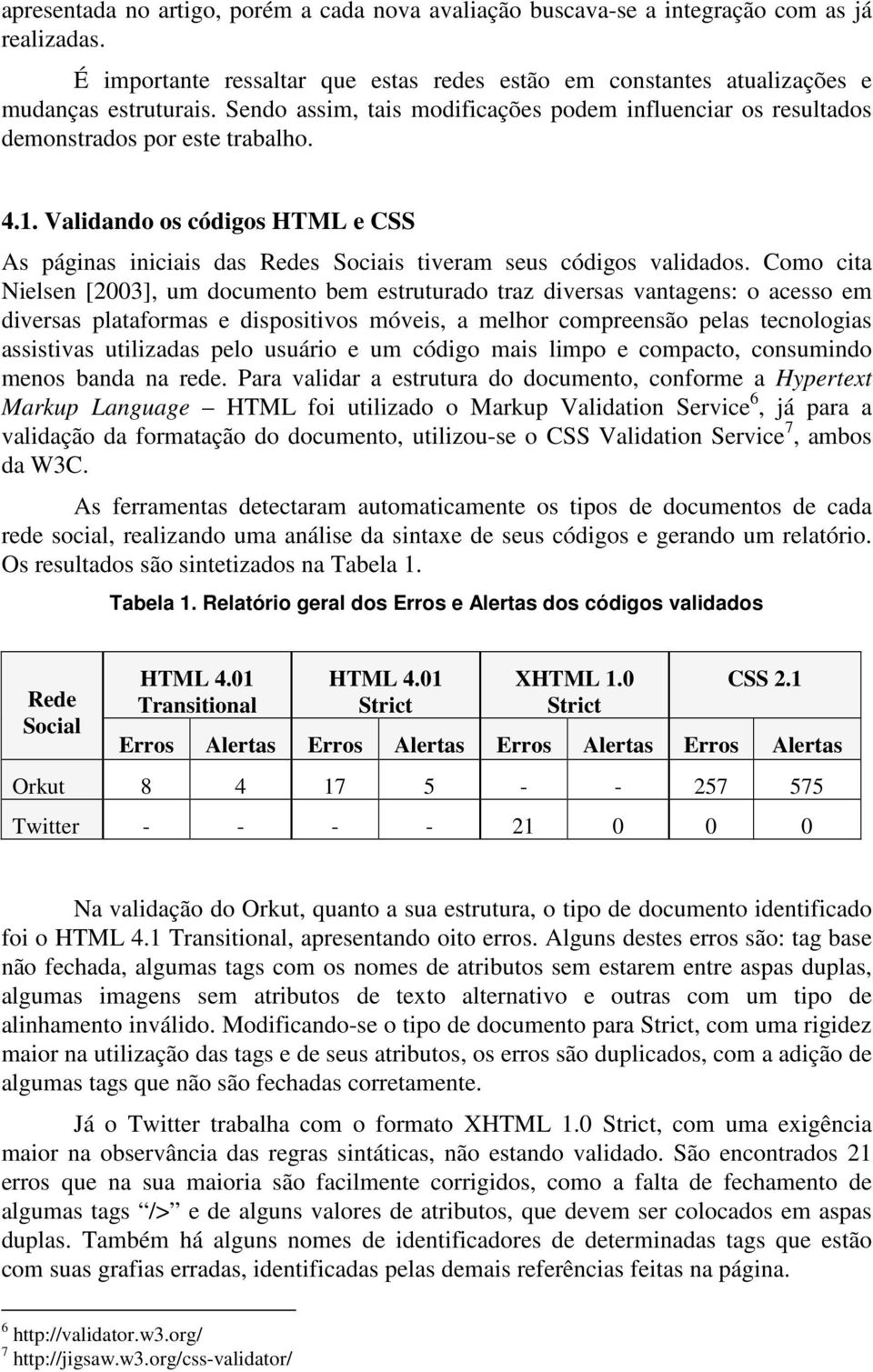 Validando os códigos HTML e CSS As páginas iniciais das Redes Sociais tiveram seus códigos validados.