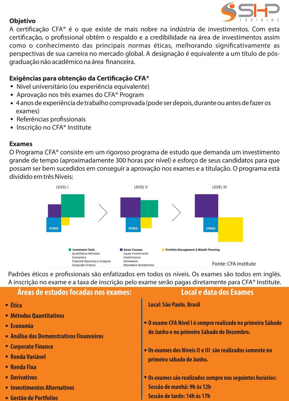 sua carreira no mercado global. A designação é equivalente a um título de pósgraduação não acadêmico na área nanceira.