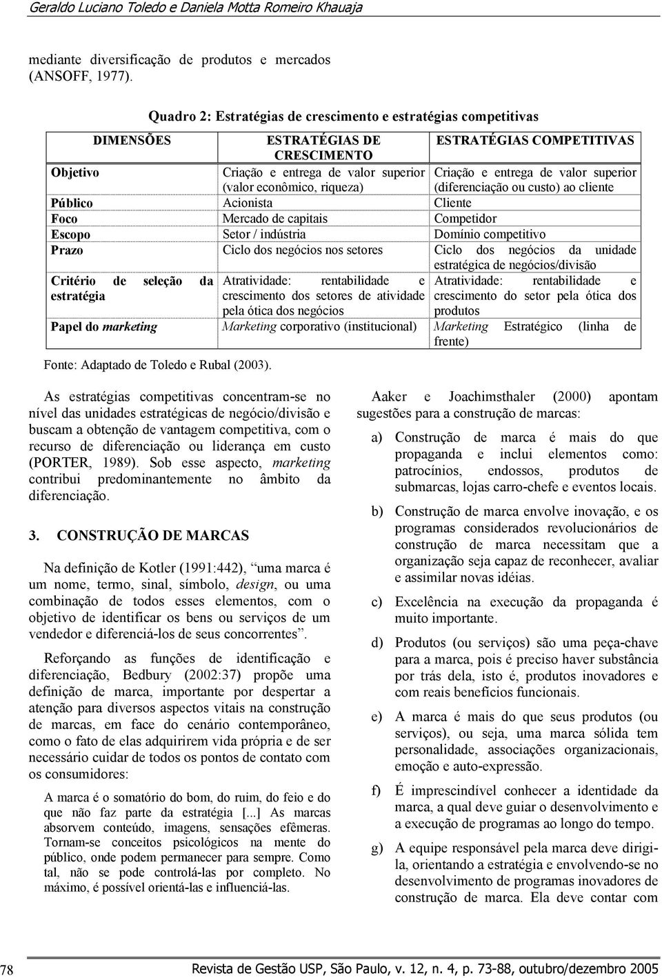 superior (valor econômico, riqueza) (diferenciação ou custo) ao cliente Público Acionista Cliente Foco Mercado de capitais Competidor Escopo Setor / indústria Domínio competitivo Prazo Ciclo dos