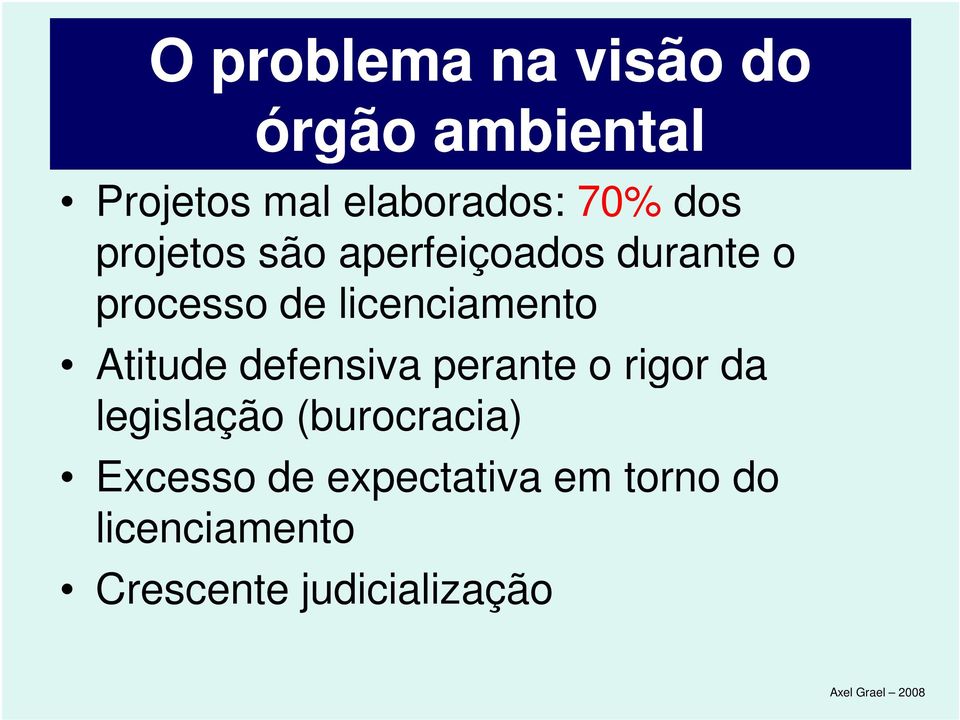 defensiva perante o rigor da legislação (burocracia) Excesso de