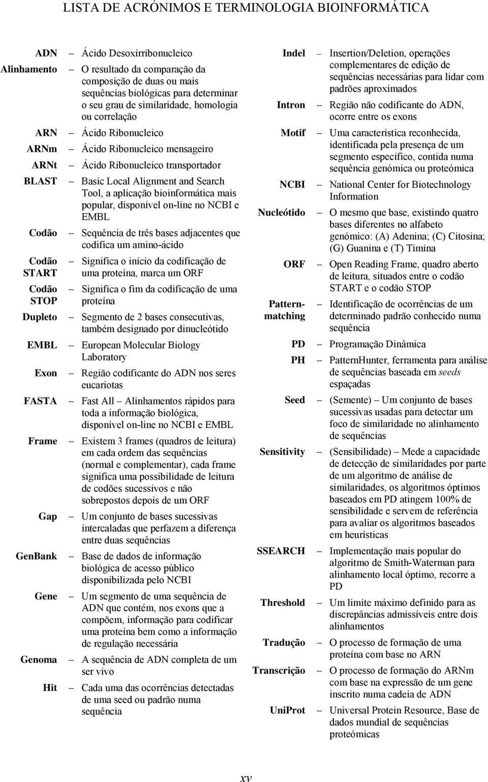 Ribonucleico transportador Basic Local Alignment and Search Tool, a aplicação bioinformática mais popular, disponível on-line no NCBI e EMBL Sequência de três bases adjacentes que codifica um