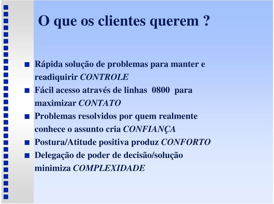 através de linhas 0800 para maximizar CONTATO Problemas resolvidos por quem