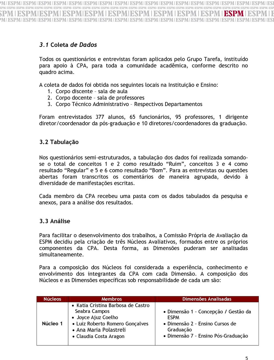 Corpo Técnico Administrativo Respectivos Departamentos Foram entrevistados 377 alunos, 65 funcionários, 95 professores, 1 dirigente diretor/coordenador da pós-graduação e 10 diretores/coordenadores