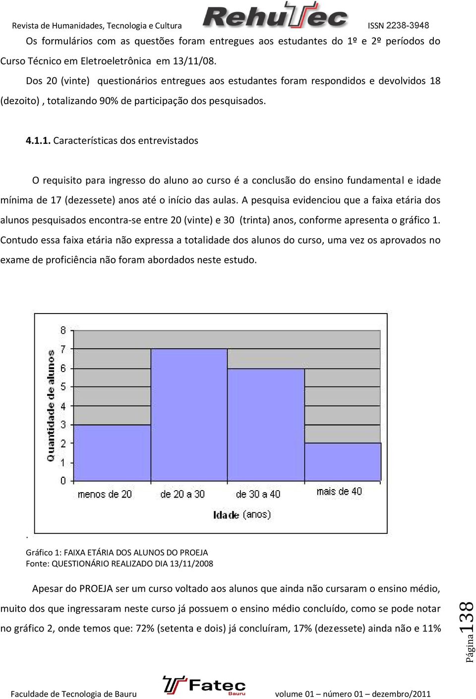 (dezoito), totalizando 90% de participação dos pesquisados. 4.1.