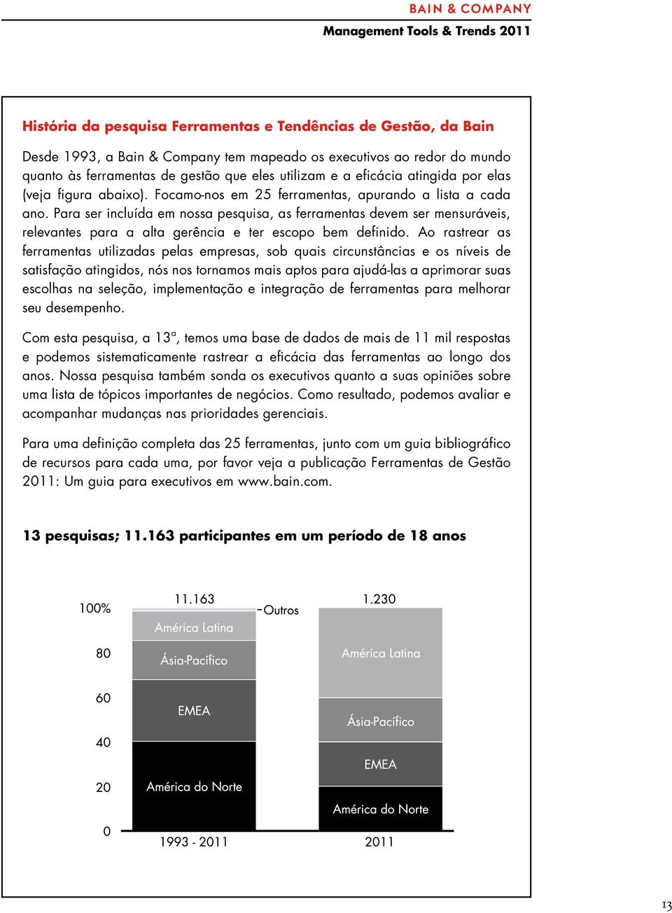 Para ser incluída em nossa pesquisa, as ferramentas devem ser mensuráveis, relevantes para a alta gerência e ter escopo bem definido.